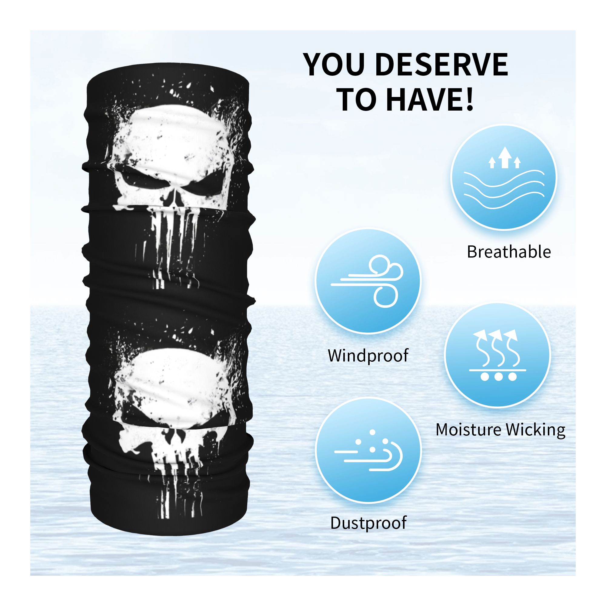Custom Skeleton Skull Bandana  – обзор и цена Neck Gaiter Fleece