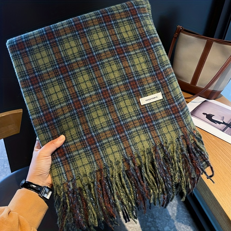 Vintage Green Plaid Tassel Sca – обзор и цена Cashmere Pashmina Wrap