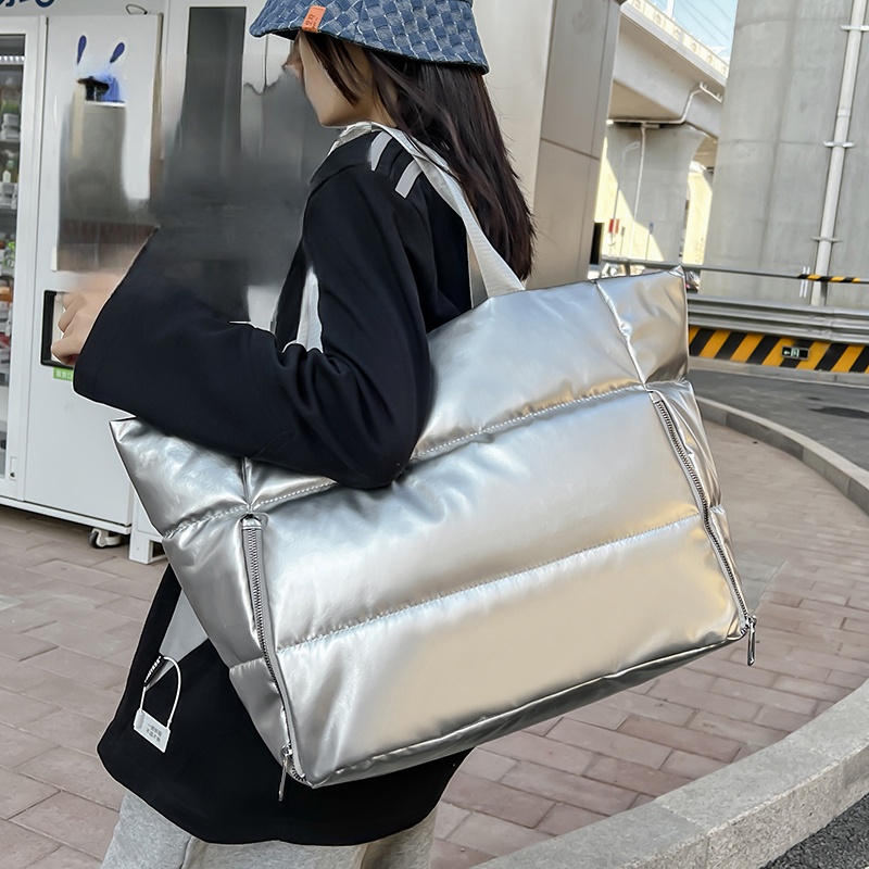 Women Y2k Silver Shoulder Bag  – обзор и цена Down Jacket Packable