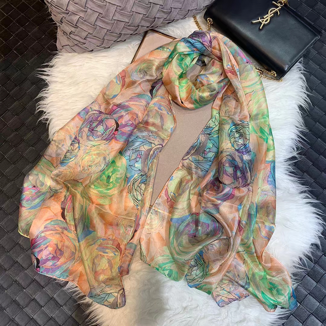 Ladies Green 100% Silk Scarf S – обзор и цена Shawl Wrap Winter
