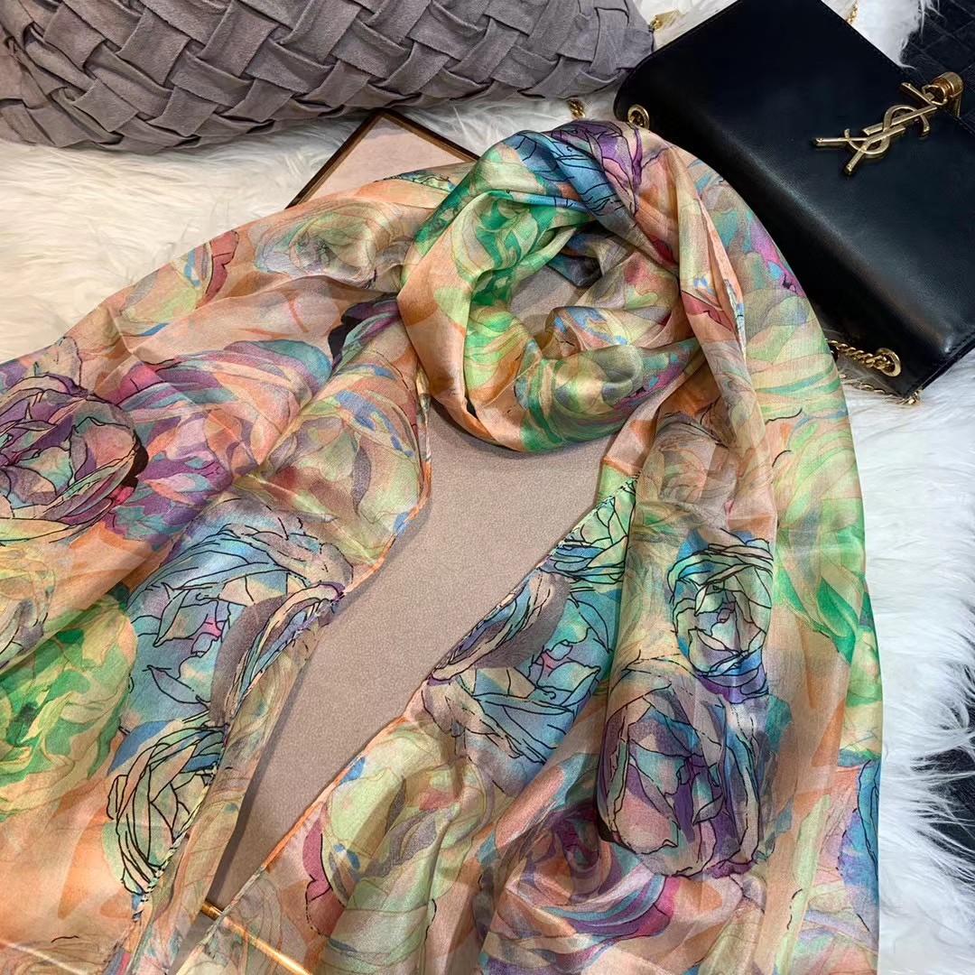 Ladies Green 100% Silk Scarf S – обзор и цена Shawl Wrap Winter